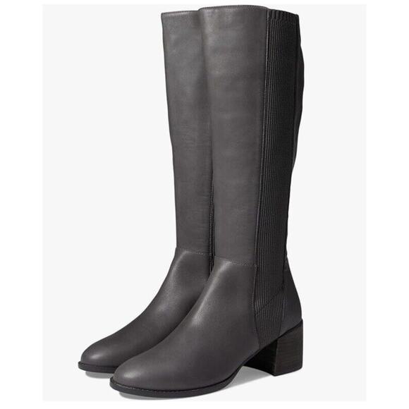 EILEEN FISHER DESTRY KNEE HIGH LEATHER BOOTS IN GRAPHITE 6.5 New - Picture 1 of 8